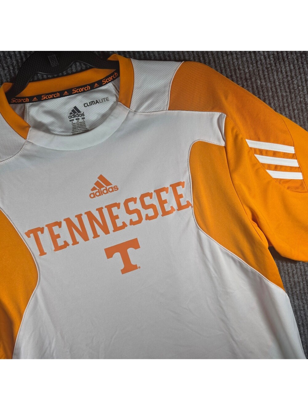 Adidas Tennessee Volunteers Scorch ClimaLite Shirt Men’s Small White Orange NCAA